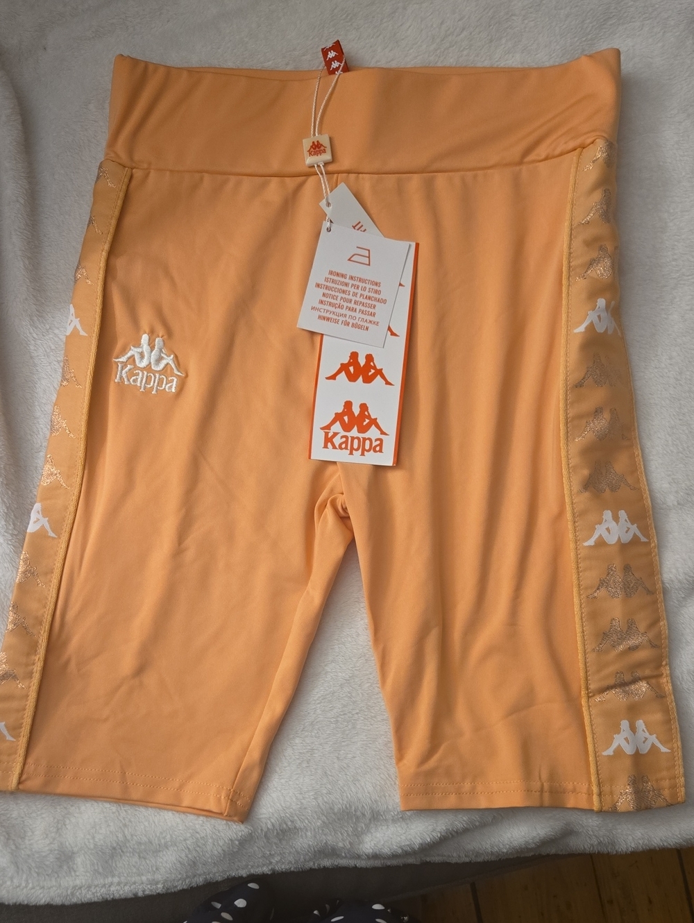Kappa Peach-Orange Logo Bike Shorts